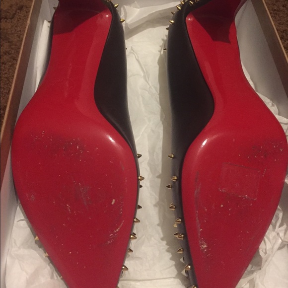 Christian Louboutin Blk Leather Spike Dinosa Pumps - Picture 6 of 8
